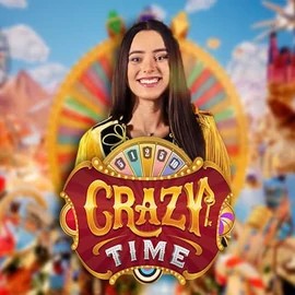 Logo of Crazy Time from Evolution at Flaksi Casino