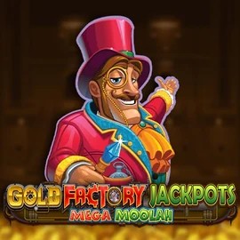 Gold Factory Jackpots Mega Moolah logo by Aurum Signature Studios at Flaksi Casino
