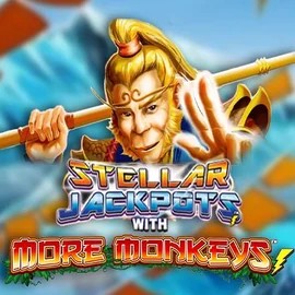 Stellar Jackpots with More Monkeys slot logo by Lightning Box Game at Flaksi Casino